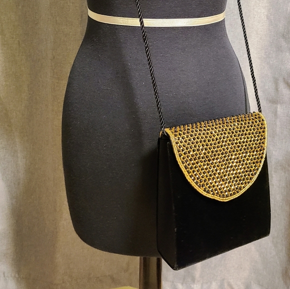 Vintage velvet and beaded handbag purse - Picture 2 of 4